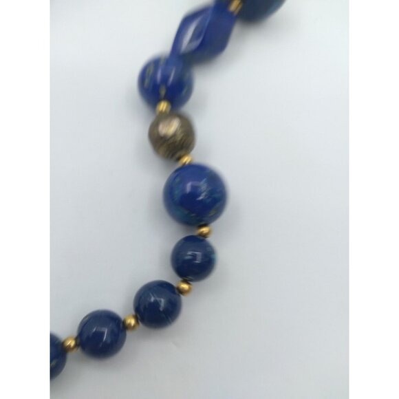 Dotty Smith Vintage Statement 8.5" Necklace Faux Speckled Blue Stones READ - Picture 6 of 16